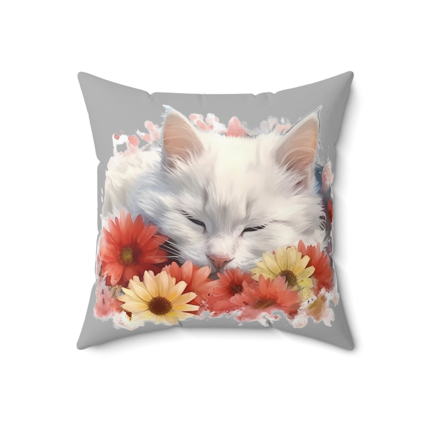 Turkish Angora Cat Square Throw Pillow