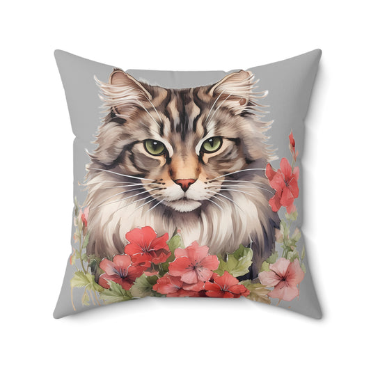 Norwegian Forest Cat Square Throw Pillow