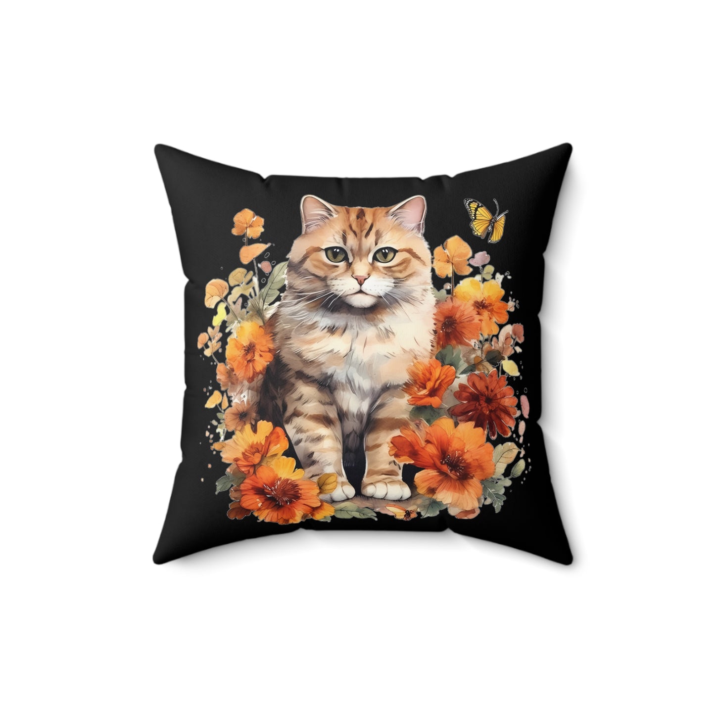 Domestic Shorthair Cat Square Throw Pillow