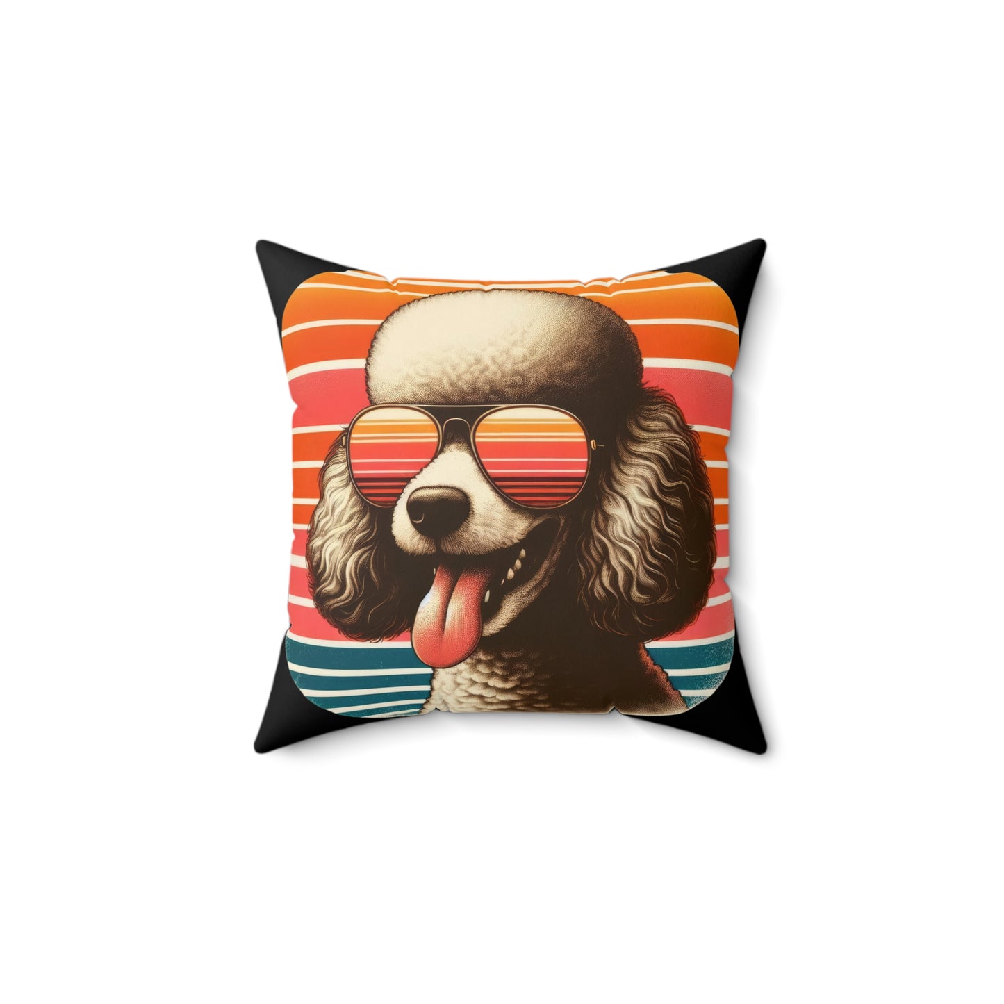 Poodle Pet Retro Square Throw Pillow