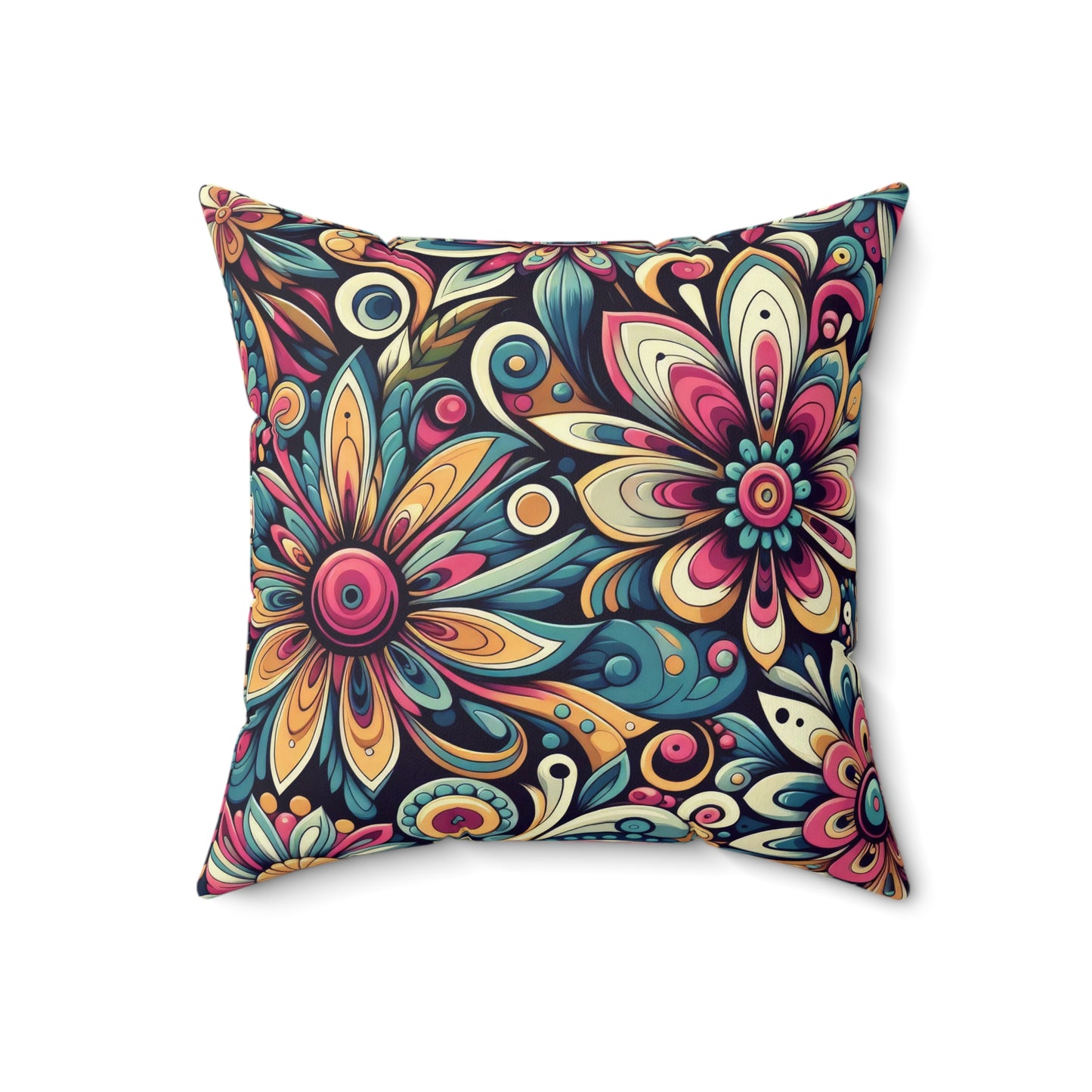 Boho Floral  Polyester Square Pillow
