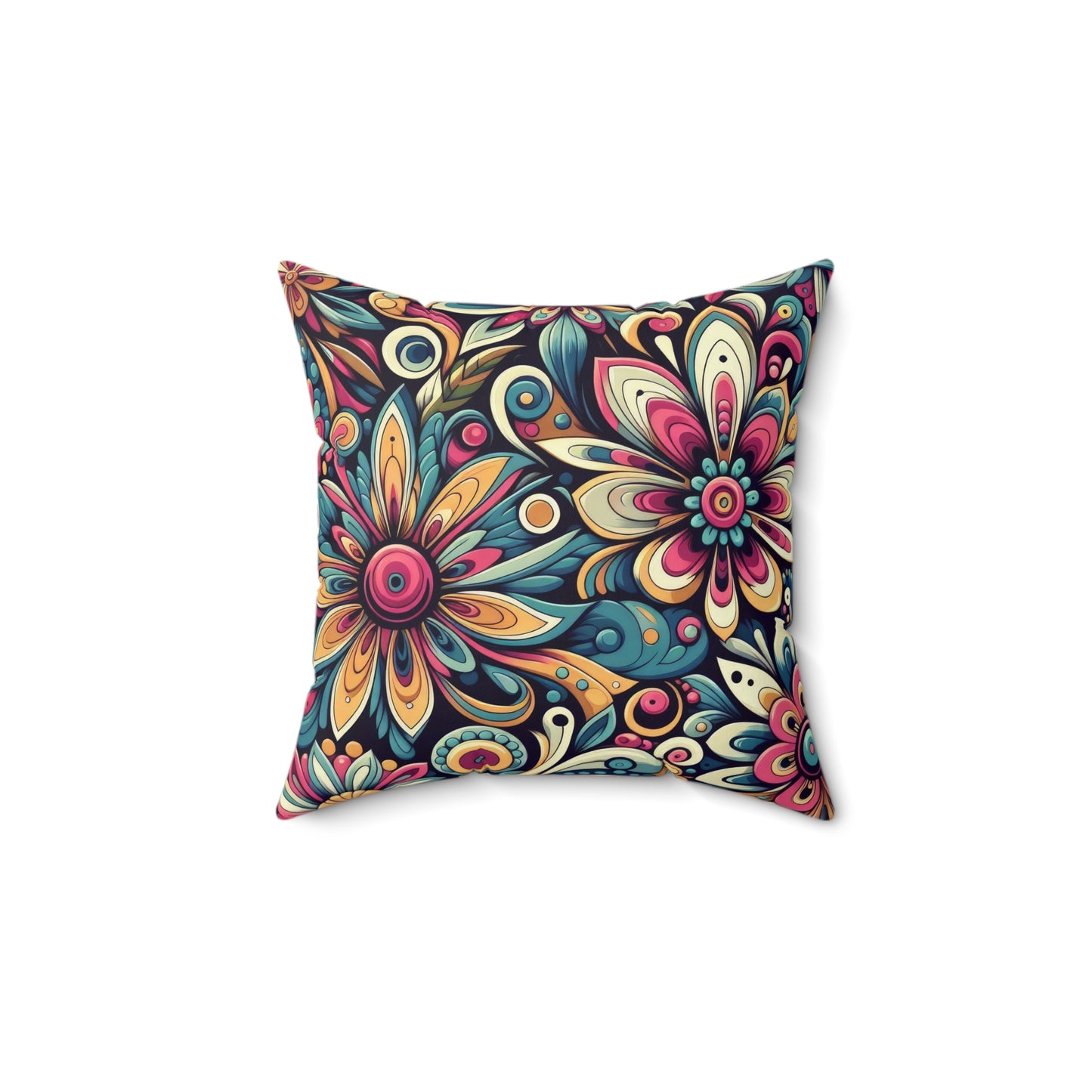 Boho Floral  Polyester Square Pillow