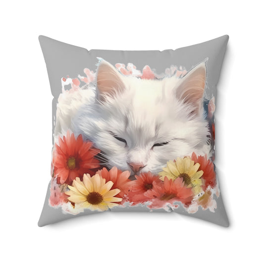 Turkish Angora Cat Square Throw Pillow