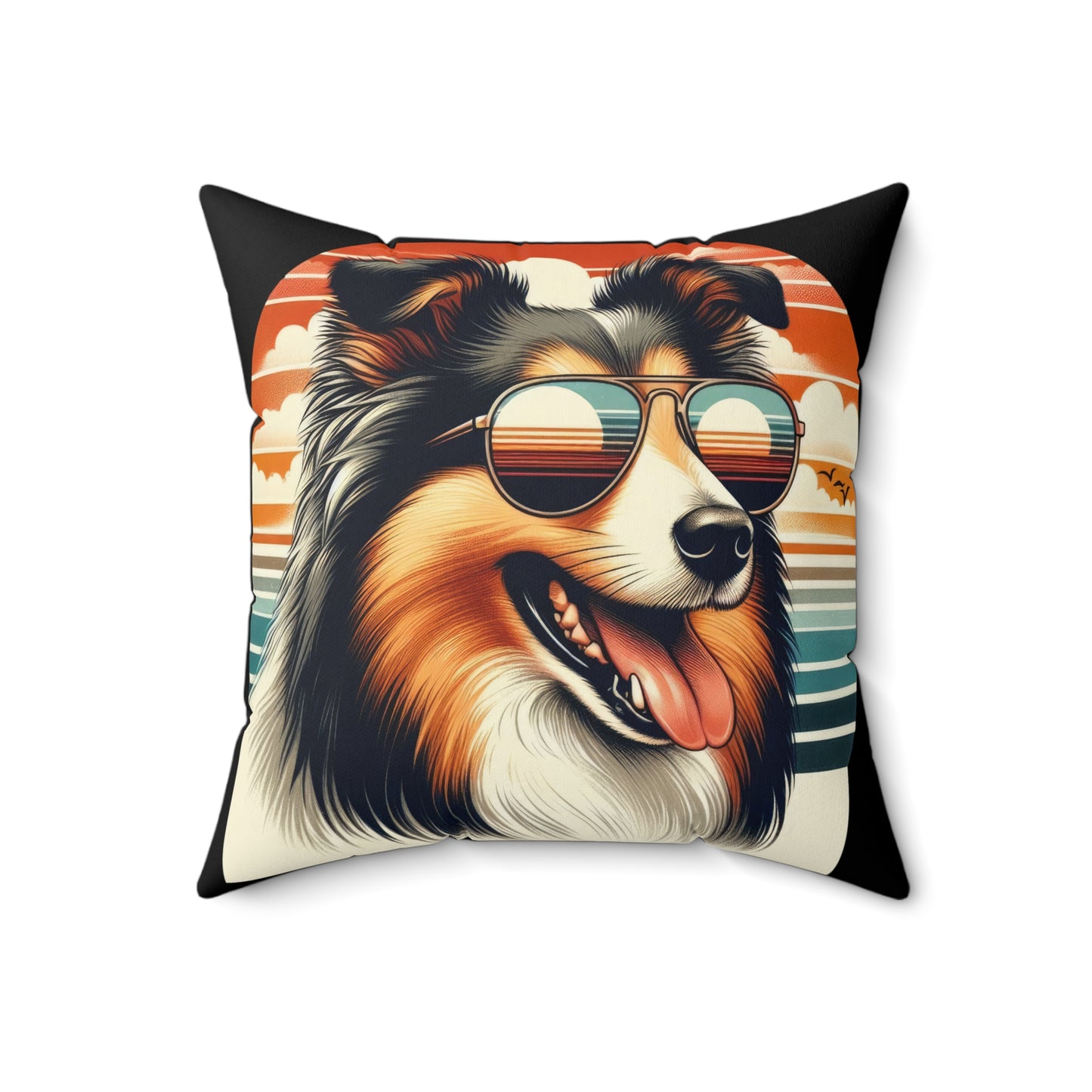 Shetland Sheepdog Polyester Square Throw  Pillow