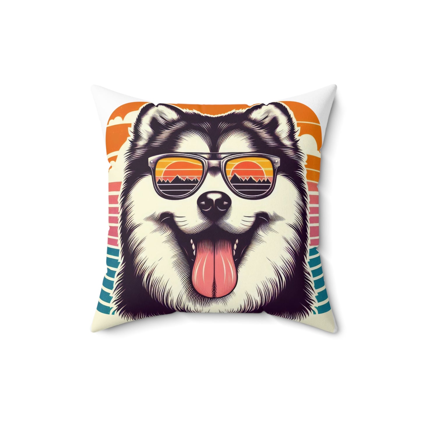 Husky Retro Square Throw Pillow